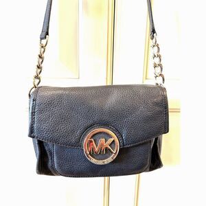 Michael Kors Fulton Black Leather Crossbody Handbag